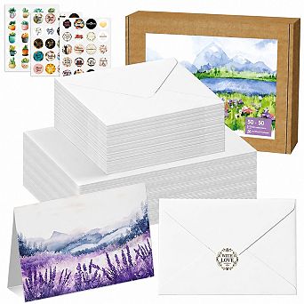 50 Pack Foldable Blank Watercolor Cards with Envelopes 4 x 6 Inch 140lb Cotton