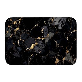 Black Gold Marble Texture Floor Mat, Soft Non-Slip Decorative Entry Rug