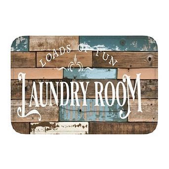 Rustic Wood Laundry Room Quote Floor Mat, Soft Non-Slip Decorative Entry Rug