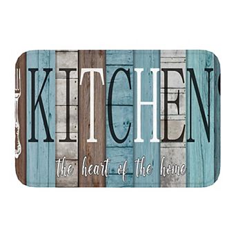 Blue Wood Kitchen Quote Floor Mat, Soft Non-Slip Decorative Entry Rug