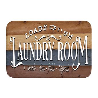 Rustic Wood Laundry Room Quote Floor Mat, Soft Non-Slip Decorative Entry Rug