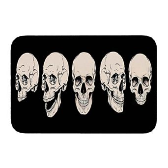 Vintage Skull Row Print Floor Mat, Soft Non-Slip Decorative Entry Rug