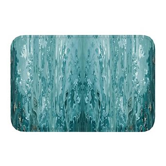 Aqua Green Abstract Water Ripple Floor Mat, Soft Non-Slip Decorative Entry Rug