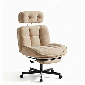 Vabches High Back Velvet Office Chair with Footrest, Reclining Desk Chair