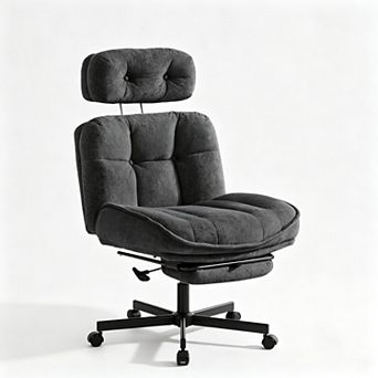 Vabches High Back Velvet Office Chair with Footrest, Reclining Desk Chair
