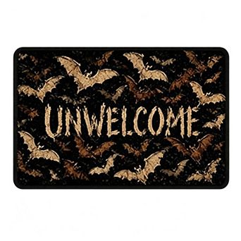 Bat Unwelcome Flannel Carpet, Anti-Slip Rug Bedroom Entryway Home Decor for Halloween Party Festive