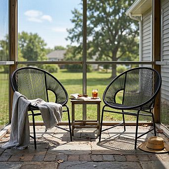 Set of 2 Outdoor Patio Teal PE Rattan Lounge Chairs with Iron Frame