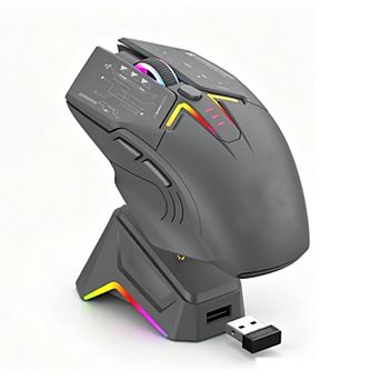 Dual Mode Bluetooth 5.0 & 2.4G Wireless Gaming Mouse with Magnetic Charging Dock,RGB Light