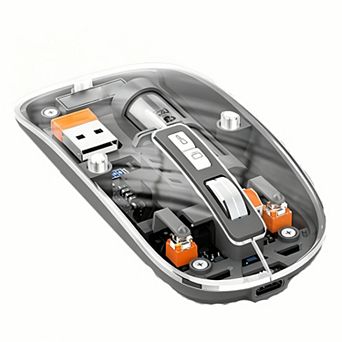 2.4G Wireless Rechargeable Mouse,Magnetic Clear Cover,Silent Click,LED Power Indicator,Type-C