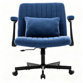 Linen Criss Cross Armrest Office Chair, 360° Swivel Ergonomic Office Chair, Memory Foam Seat,Casters