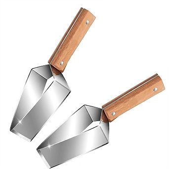 2 Pack Stainless Steel Watermelon Slicer Cutter, Triangle Fruit Cube Cutter with Wooden Handle