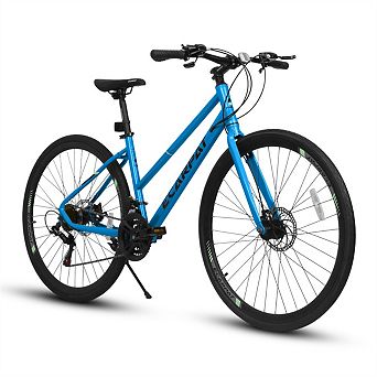 700C Road Bike with Aluminum Alloy Wheels, 21-Speed Gear System,Disc Brakes,Wide Tires for Commuting