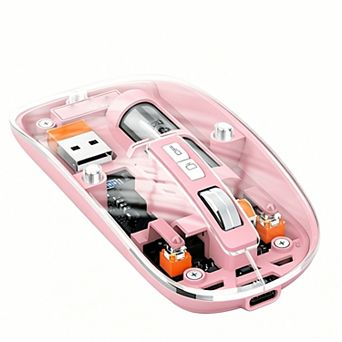2.4G Bluetooth 5.1 Transparent Wireless Mouse,Magnetic Clear Cover,Silent Click with Power Display