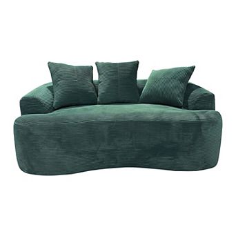 Curved Loveseat Sofa with Pocket Spring Cushions, Small Space Couch with 3 Throw Pillows