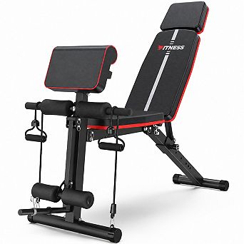 Gikpal 7 Positions Adjustable Weight Bench, Extended Headrest & Leg Extension, Foldable, Max 770 lbs