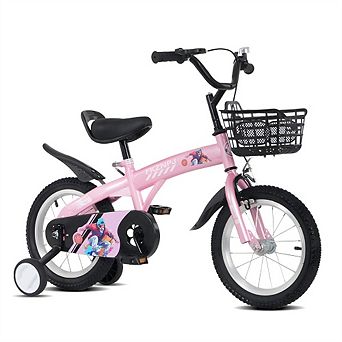 16" Sporty Kids Bike - Training Wheels and Stand, Adjustable Saddle for Age 4-8, Height 41-53"