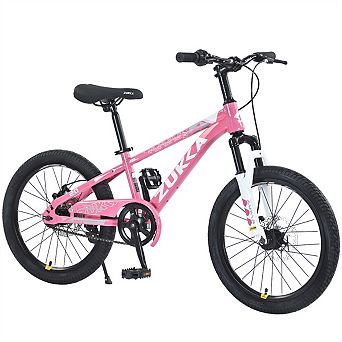 20" Kids Steel Mountain Bike for Age 7-10,Disc Brakes,Suspension Fork,Height-Adjustable,Single Speed