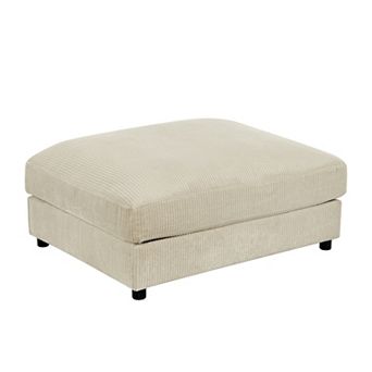 Corduroy Upholstered Rectangle Ottoman, Versatile Stool for Living Room as Extra Seat