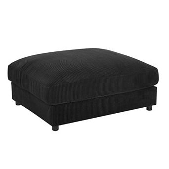 Corduroy Upholstered Rectangle Ottoman, Versatile Stool for Living Room as Extra Seat