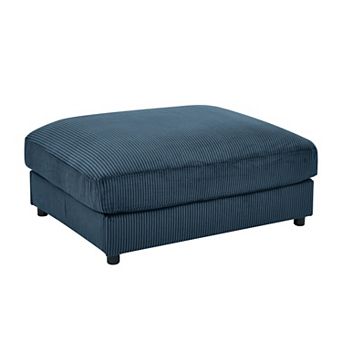 Corduroy Upholstered Rectangle Ottoman, Versatile Stool for Living Room as Extra Seat