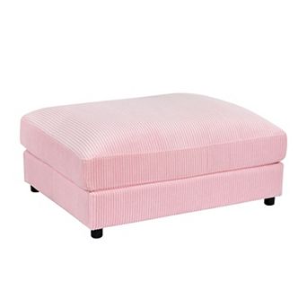Corduroy Upholstered Rectangle Ottoman, Versatile Stool for Living Room as Extra Seat