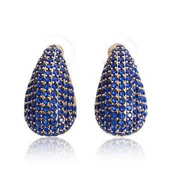 Jewels by Sunaina Narina Teardrop Stud Earrings for Women, 14K Gold Plated Brass with Micro Pavé