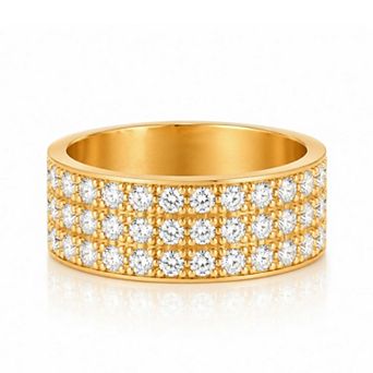 Jewels by Sunaina Elnaz Wide Band Ring for Women, 18K Gold Plated Stainless Steel with Cubic