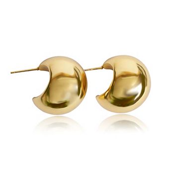 Jewels by Sunaina Paige Crescent Stud Earrings for Women, 18K Gold Plated Stainless Steel Modern