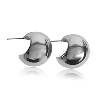 Jewels by Sunaina Paige Crescent Stud Earrings for Women, 18K Gold Plated Stainless Steel Modern
