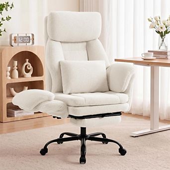 Vabches Big and Tall Executive Office Chair with Foot Rest, with Flip Armrest, Lumbar Pillow