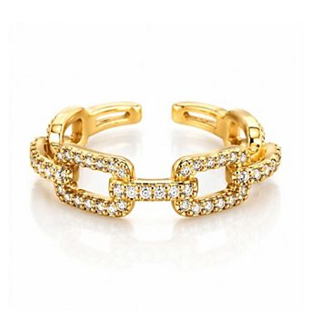 Jewels by Sunaina Noelle Chain Link Ring Brass with Cubic Zirconia