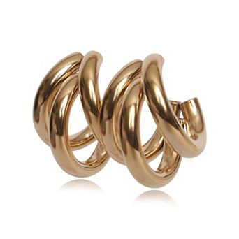 Jewels by Sunaina Tyra Triple Hoop Earrings for Women, 18K Gold Plated Stainless Steel Waterproof