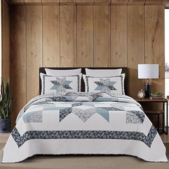 Washed Cotton Patchwork Quilt Set Farmhouse Bedding