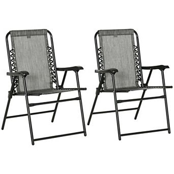 2 pc Outdoor Folding Chair Set, Portable Capimg Chairs with Armrest for Patio, Pool, Beach