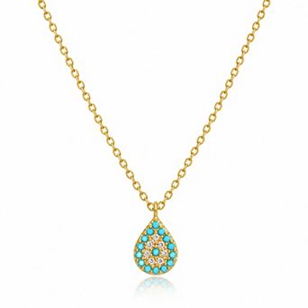 Jewels by Sunaina Urwa Evil Eye Necklace for Women, Yellow Gold Plated 925 Sterling Silver Crystal