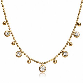Jewels by Sunaina ROYA Charm Necklace 18K Gold Plated Stainless Steel with Cubic Zirconia