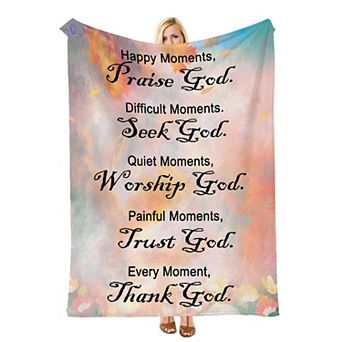 Pastel Faith Bible Verse, Printed Flannel Throw Blanket Soft Cozy Blanket for Sofa