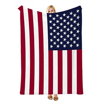 USA American Flag Star Stripe, Printed Flannel Throw Blanket Soft Cozy Blanket for Bed
