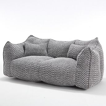 Storycute Oversized Chenille Bean Bag Sofa Chair with Armrests and Foam Filling