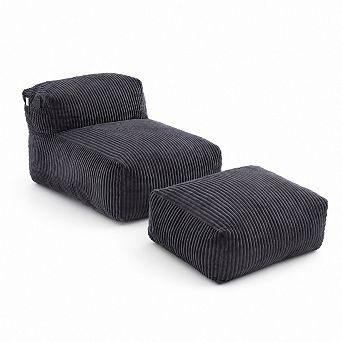 Storycute Corduroy Bean Bag Lounger with Ottoman and Memory Foam