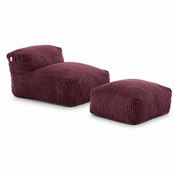 Storycute Corduroy Bean Bag Lounger with Ottoman and Memory Foam