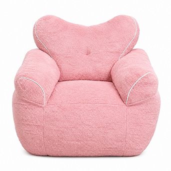 Storycute Oversized Faux Fur Heart Back Bean Bag Chair with Foam Filling