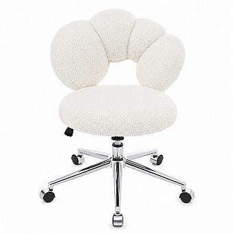 Storycute Teddy Upholstered Flower Swivel Office Chair with Adjustable Height and Casters