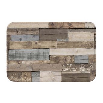 Distressed Reclaimed Wood Plank Floor Mat, Soft Non-Slip Decorative Entry Rug