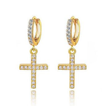 Cross Dangle Earrings with AAAAA Cubic Zirconia