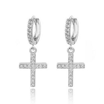 Cross Dangle Earrings with AAAAA Cubic Zirconia