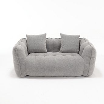 Storycute Oversized Chenille Bean Bag Sofa Chair with Armrests and Foam Filling