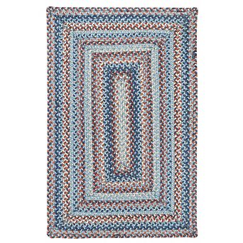 Homespice Fairhaven Jute Braided Rug Non Shedding Blue and Rust Rug