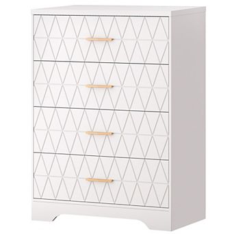 4 Drawer Tall Wood Dressers for Bedroom, Wooden Nightstand for Bedside, Closet, 31.5"W×38.6"H×15.8"D