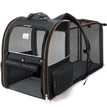 Cat Carrier Backpack Expandable Pet Sun Shade Breathable Mesh Small Dogs Medium Cats 18 Lbs Foldable